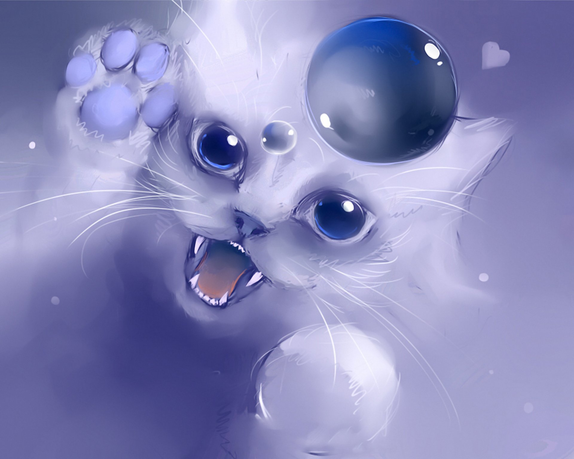 A whimsical artistic depiction of a playful cat surrounded by bubbles, featured as an HD PC desktop wallpaper and background, showcasing vibrant colors and expressive details.