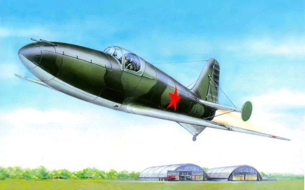 4K Ultra HD military aircraft soaring above hangars against a clear blue sky, featuring a sleek green fighter plane with a red star emblem.
