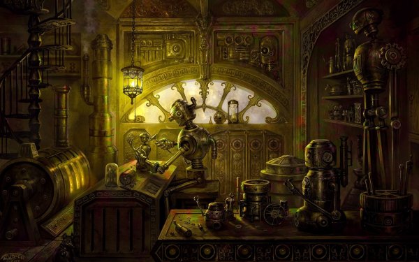 Sci Fi Steampunk Robot Fantasy HD Wallpaper | Background Image