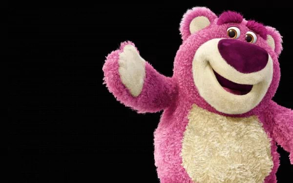 HD desktop wallpaper featuring Lots-o-Huggin Bear from the movie Toy Story 3 against a solid black background.