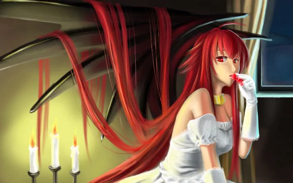 Lisara Restall wedding dress red eyes long hair red hair Anime Dakara Boku wa, H ga Dekinai HD Desktop Wallpaper | Background Image