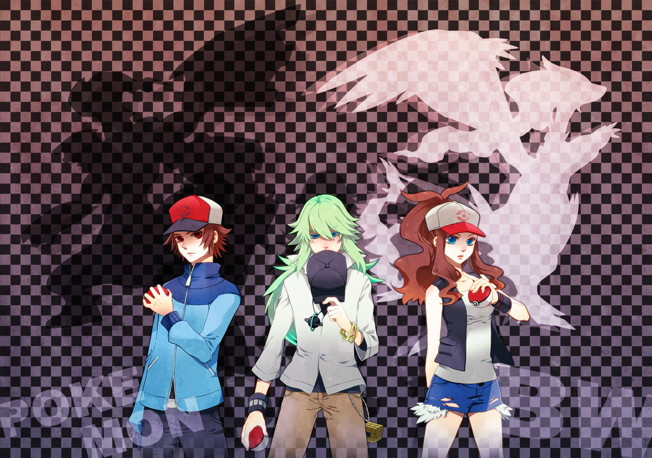 Pokemon B&W, game, black, cheren, pokemon, bell, n, video, touko, pokemon  black and white, HD wallpaper