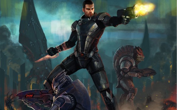 Video Game Mass Effect Commander Shepard Urdnot Wrex Garrus Vakarian HD Wallpaper | Background Image