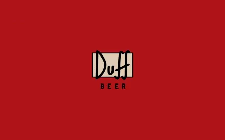 HD desktop wallpaper featuring the Duff Beer logo from the TV show The Simpsons on a solid red background.