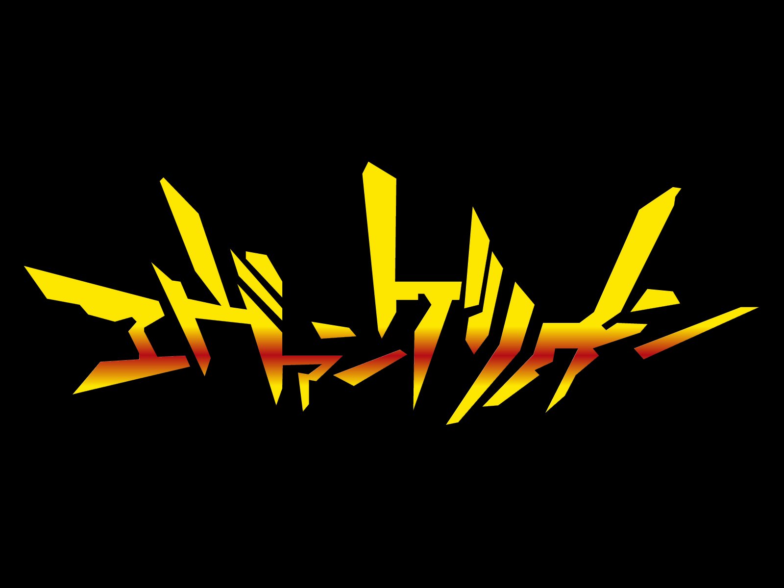 HD PC desktop wallpaper featuring the bold, stylized logo of the anime Neon Genesis Evangelion in striking yellow and orange tones on a black background.
