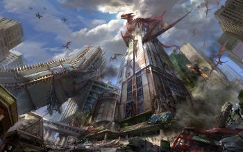 Featured image of post City Destroyed Anime Background postapocalyptic rubbish destroyed city mushroom background bus dry sea drawing art artist on tumblr