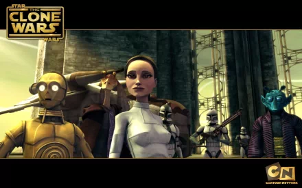 Padmé Amidala Jar Jar Binks C-3PO TV Show Star Wars: The Clone Wars (2008) HD Desktop Wallpaper | Background Image