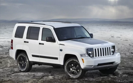 A white Jeep parked on a rugged landscape, showcasing its sleek design and off-road capabilities. This HD image serves as an engaging desktop wallpaper and background.