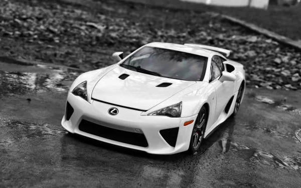 A white Lexus LFA Nurburgring Edition sports car displayed as a high-definition PC desktop wallpaper and background.
