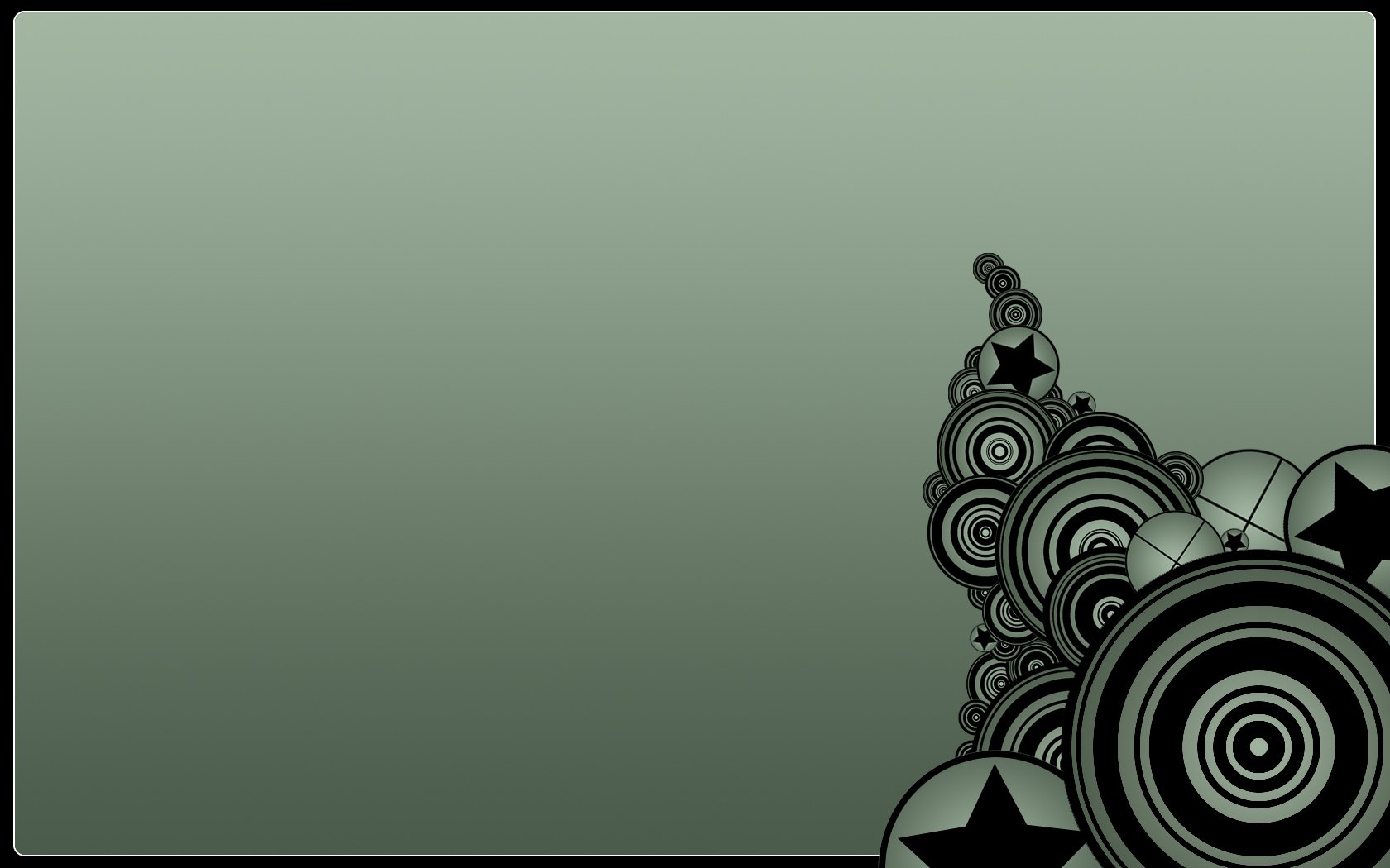 An artistic vector design featuring concentric circles and stars in shades of green, serving as an HD desktop wallpaper and background.