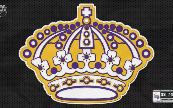 HD PC desktop wallpaper featuring the Los Angeles Kings logo, representing the team's sports identity with a bold gold and purple crown on a textured black background.