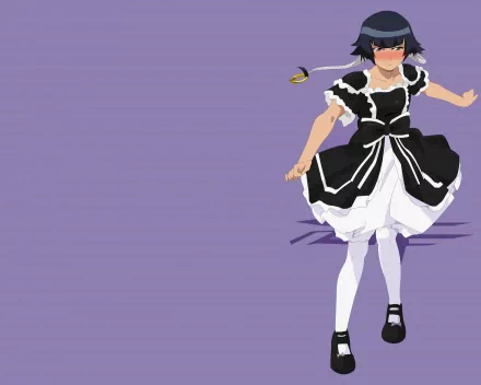 Soifon (Bleach) in a black-and-white frilled outfit against a minimalist purple background — 4K Ultra HD anime PC desktop wallpaper