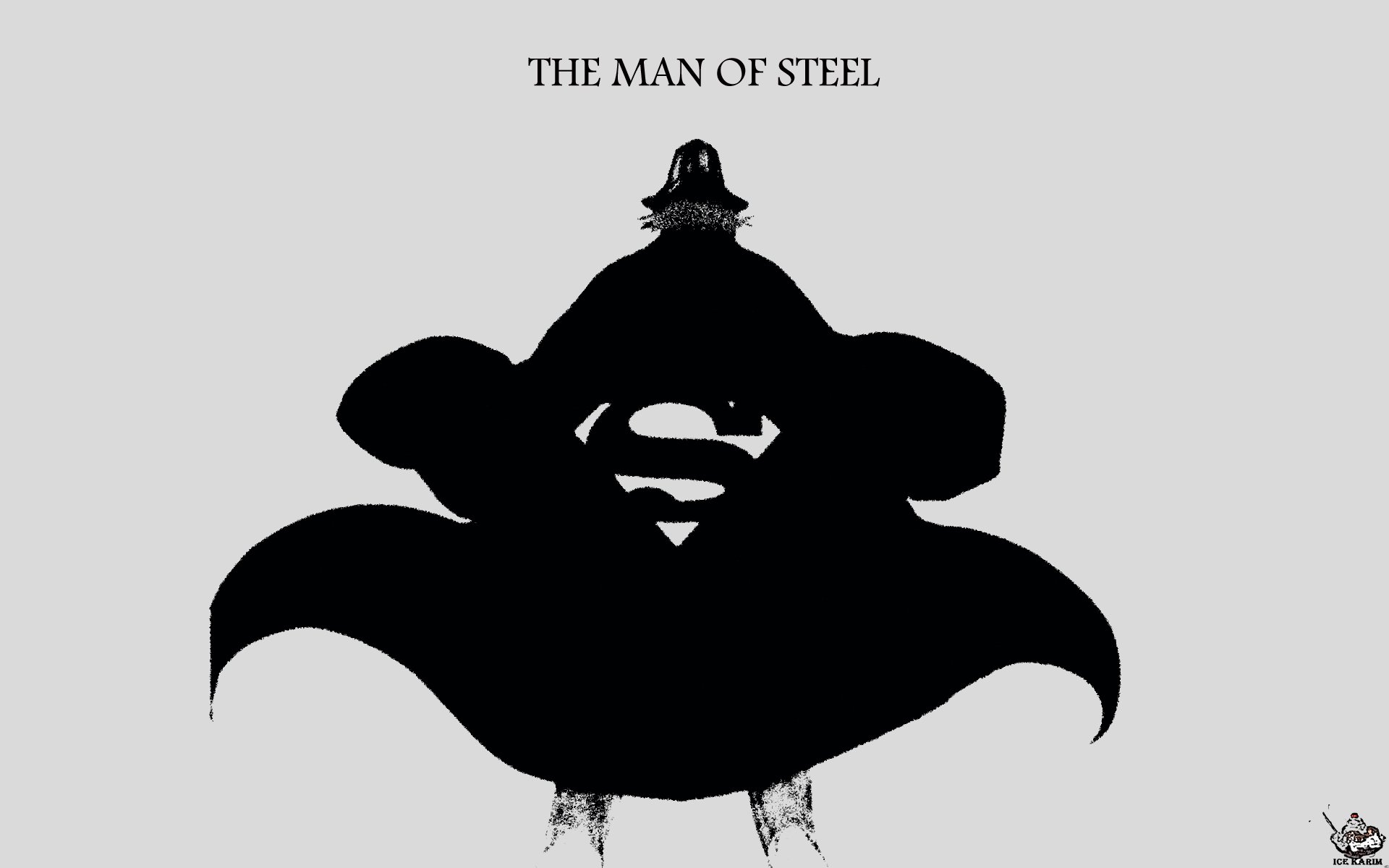 HD PC desktop wallpaper featuring a stylized black silhouette of Kisuke Urahara from the anime Bleach with The Man of Steel text above.