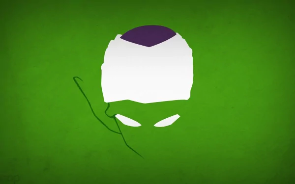 Minimalist HD desktop wallpaper of Piccolo from Dragon Ball Z, featuring a stylized representation with a green background.