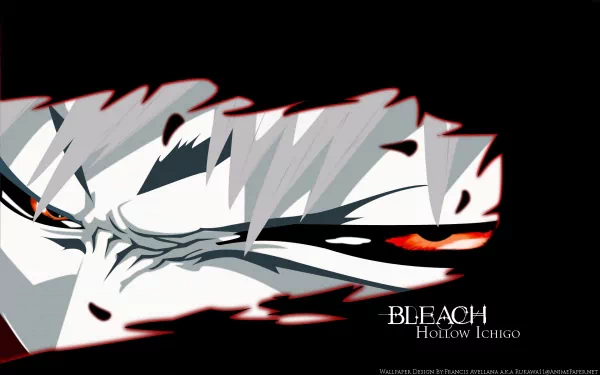 Close-up HD desktop wallpaper of Hollow Ichigo's intense eyes from the anime Bleach, featuring Ichigo Kurosaki's darker persona in striking detail.