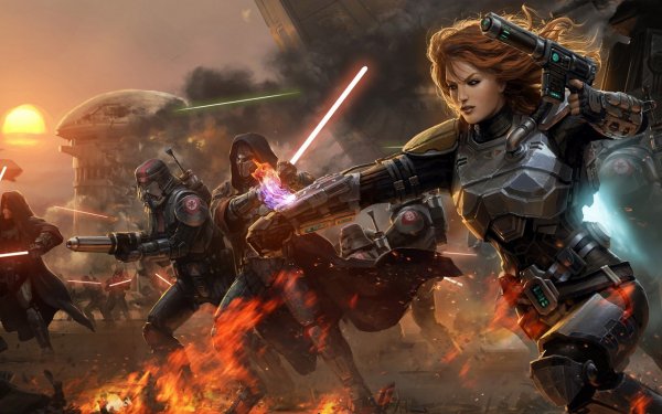 Video Game Star Wars: The Old Republic Star Wars Battle Sci Fi Lightsaber Red Lightsaber Weapon Gun Hood Mask HD Wallpaper | Background Image