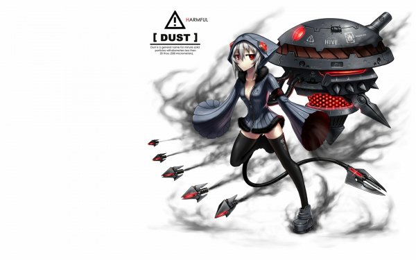 Anime pixiv: Moefication Of Chemicals Robot Gia Moefication Dust Hood Thigh Highs Zipper HD Wallpaper | Background Image
