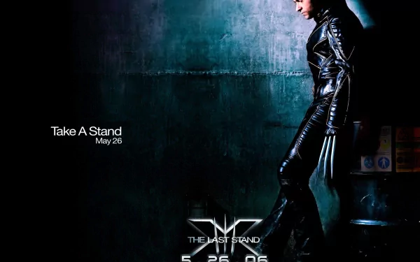 Hugh Jackman as Wolverine in an HD wallpaper featuring the movie X-Men: The Last Stand, showcasing a dramatic pose against a textured backdrop with the film's release date.
