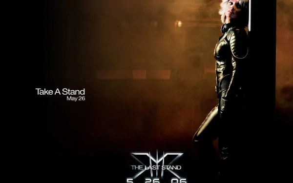 HD wallpaper featuring Halle Berry as Storm from Marvel Comics' X-Men: The Last Stand, showcasing her in a dynamic pose against a dramatic backdrop.