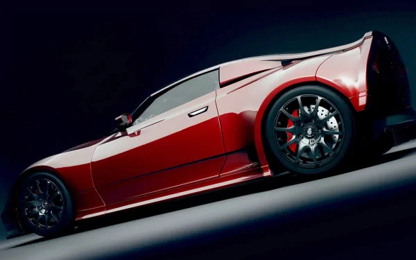 HD desktop wallpaper featuring a sleek red Chevrolet Corvette sports car against a dark background.