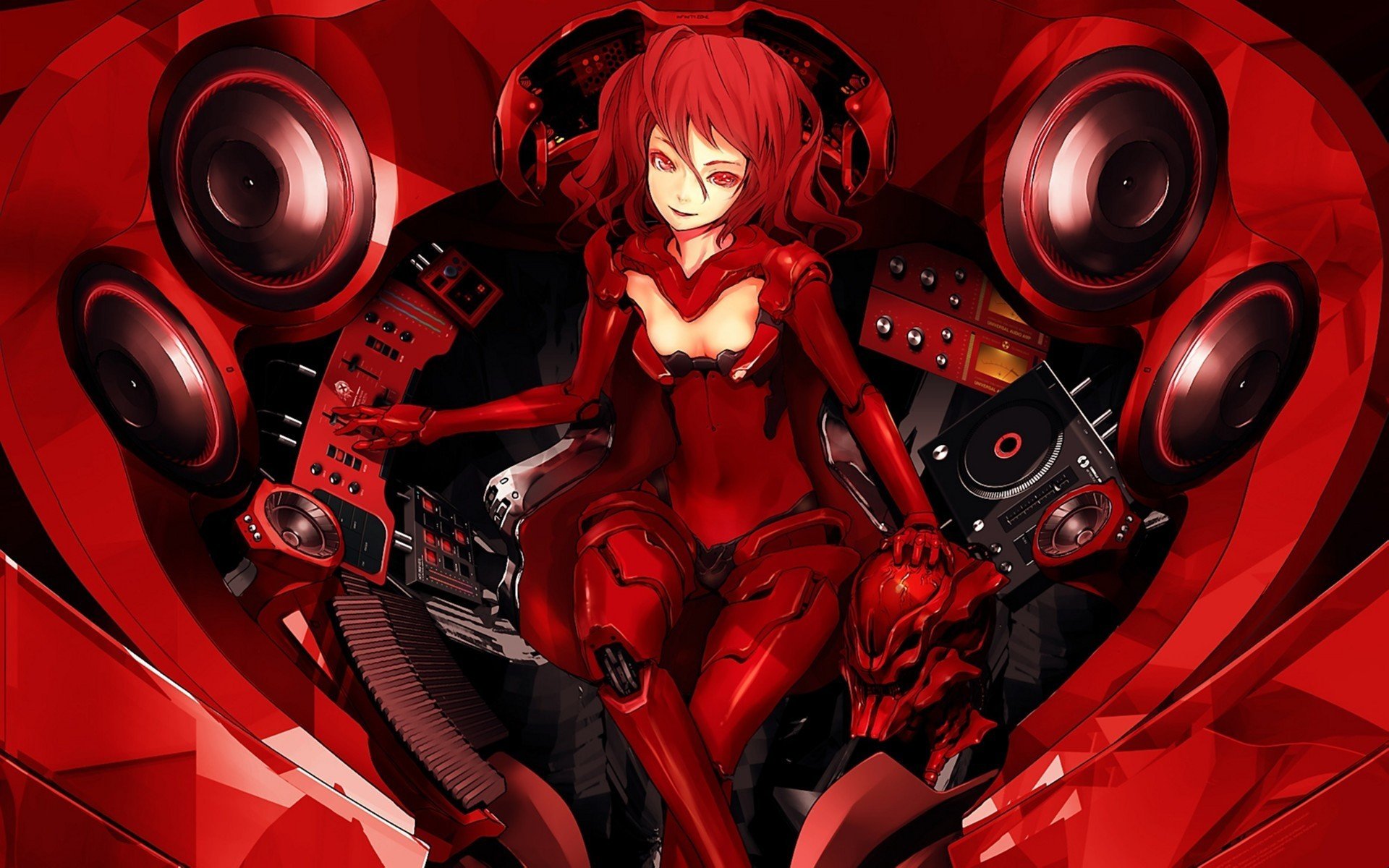 Red Anime Cyborg Girl