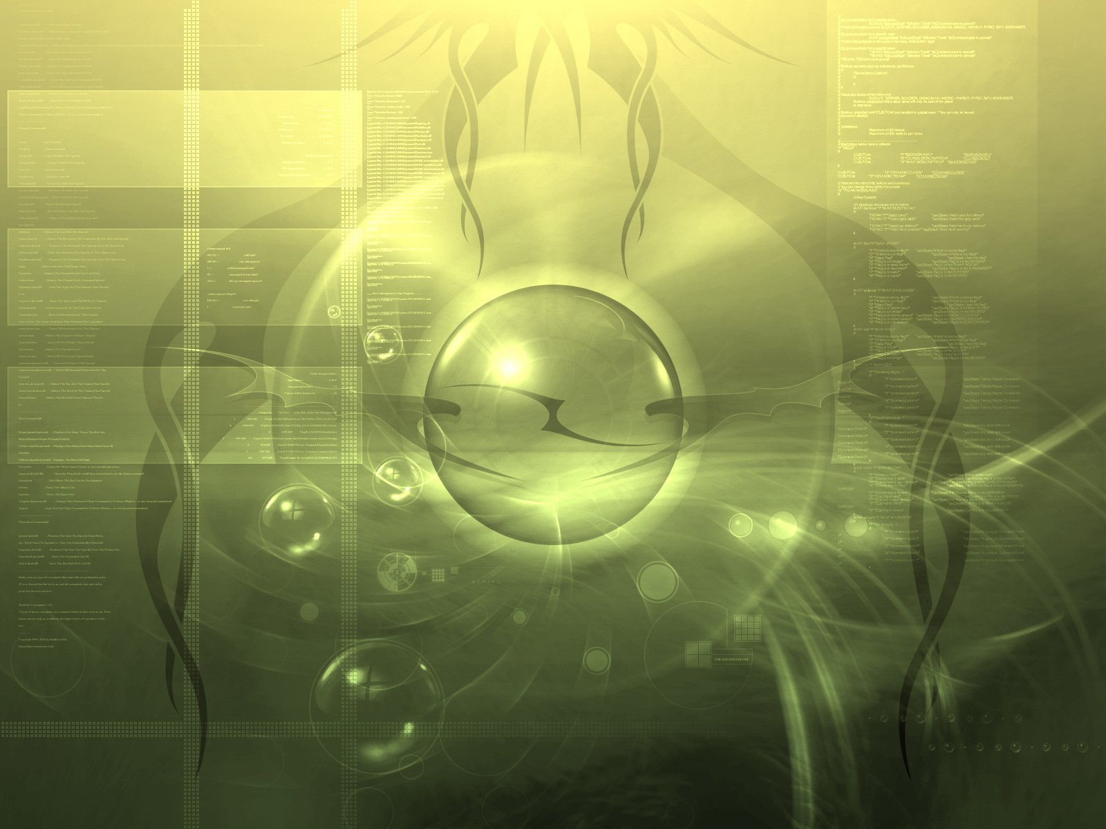 Abstract HD desktop wallpaper featuring a central green bubble surrounded by intricate circular and linear patterns, creating a cool and visually engaging background.