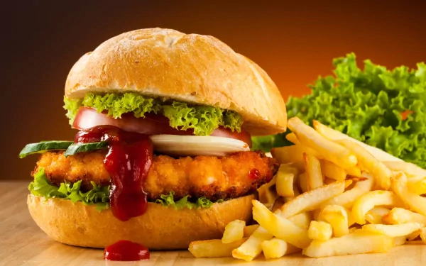 french fries hamburger food burger HD Desktop Wallpaper | Background Image