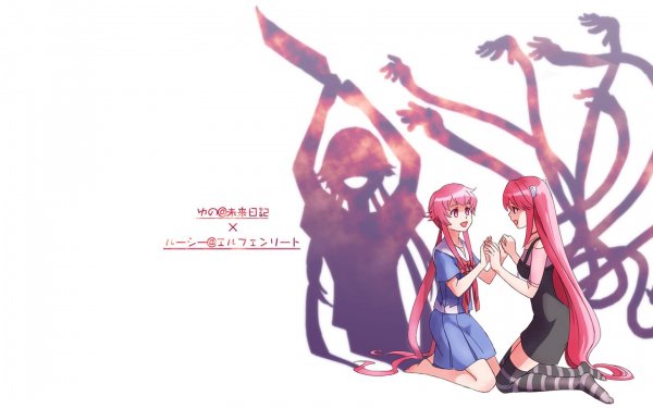 Anime Crossover Mirai Nikki Elfen Lied Yuno Gasai HD Wallpaper | Background Image