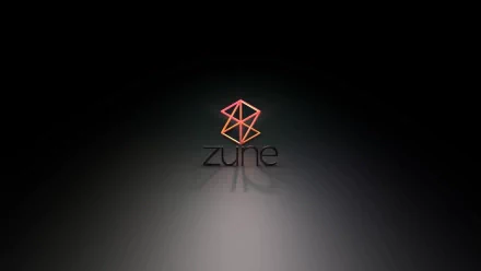 HD PC desktop wallpaper showing a minimalist technology-themed Zune logo: a glowing geometric emblem above the lowercase zune set against a dark radial gradient background.