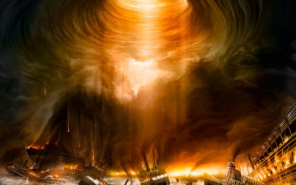 Sci Fi Apocalyptic Vortex Fire Dark Ship HD Wallpaper | Background Image