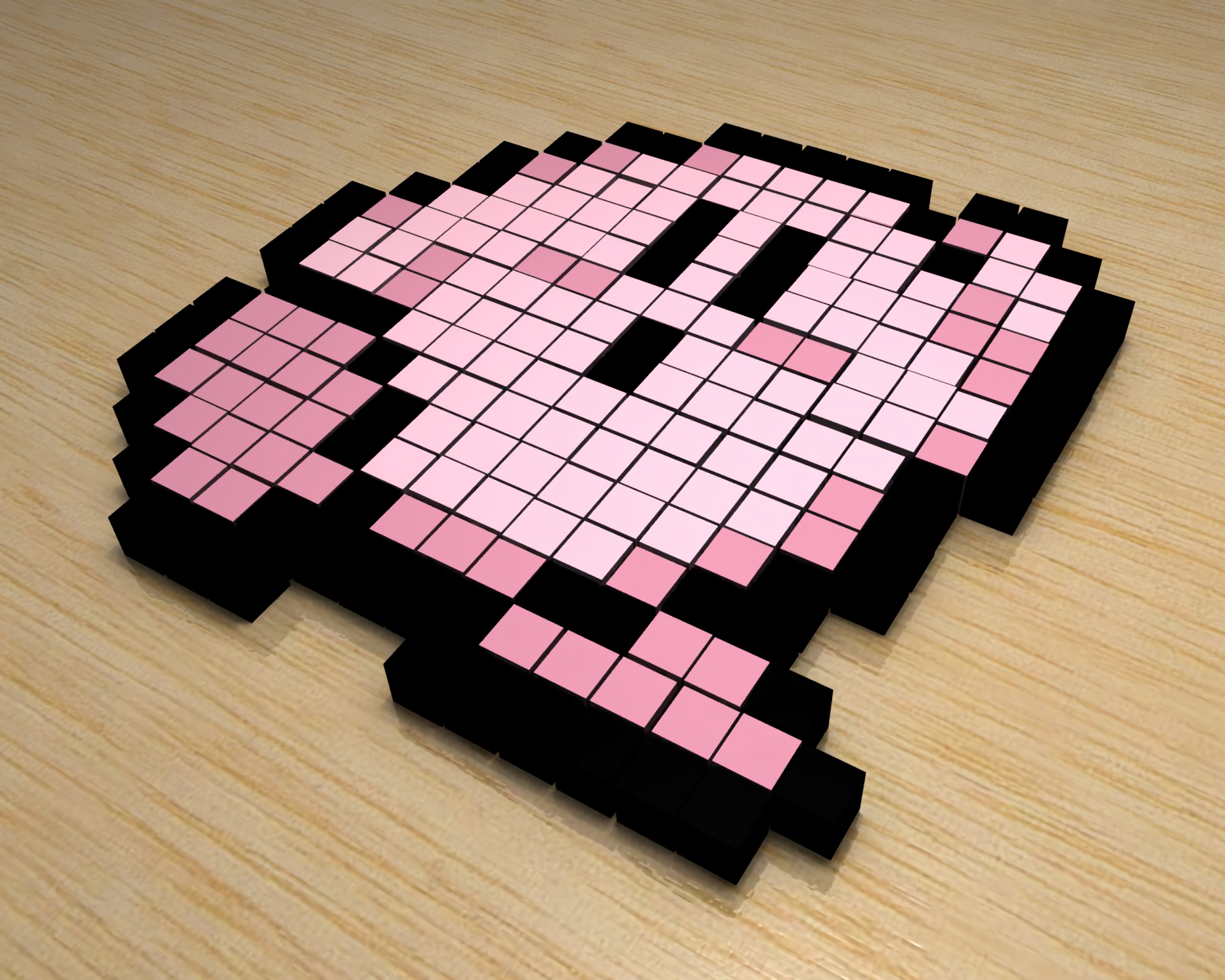 HD wallpaper featuring Kirby from the video game series, depicted in a vibrant pixel art style, with a playful pink palette against a simple background.