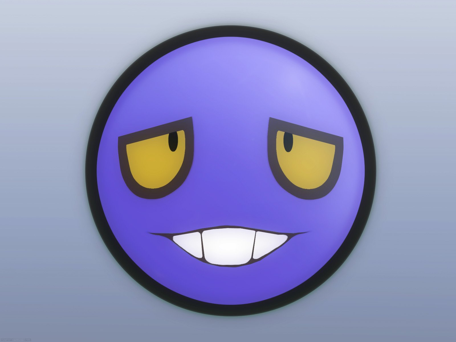 A vibrant, HD desktop wallpaper featuring a funny, purple smiley face with mischievous eyes and a toothy grin, bringing a playful touch to any screen background.