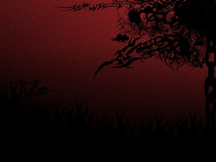 HD desktop wallpaper featuring an artistic black and red design with intricate, swirling patterns on the right side and abstract forms at the bottom, creating a dramatic and engaging background.