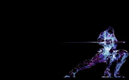 HD desktop wallpaper featuring a stylized character from the video game Metal Gear, holding a sword with a dynamic stance against a dark background.