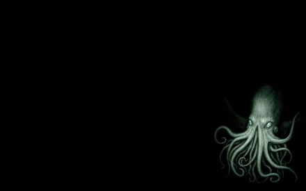 HD desktop wallpaper featuring a fantasy Cthulhu creature against a black background, creating a mysterious and eerie atmosphere.