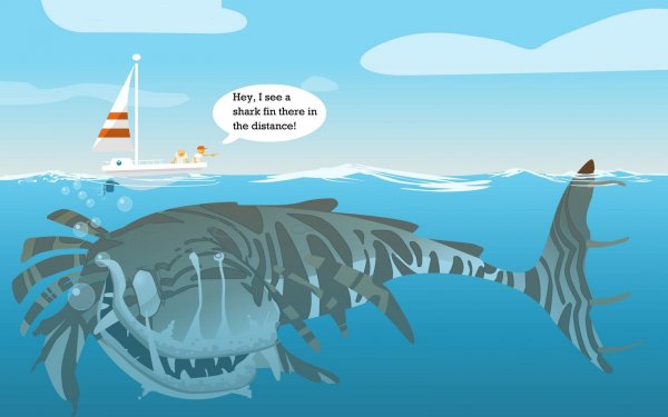 Humor Gracioso Tiburón Barco Fondo de pantalla HD | Fondo de Escritorio