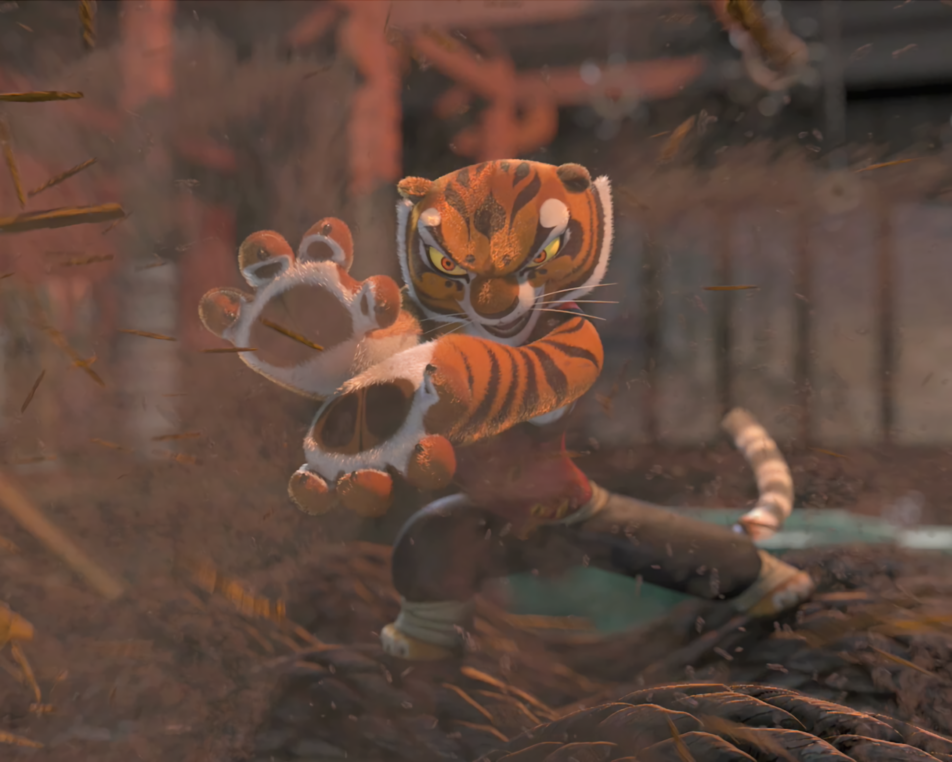 Tigress from Kung Fu Panda in a striking pose on a high-quality desktop wallpaper.