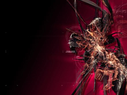 HD desktop wallpaper featuring an abstract design with dynamic red and black elements. The intricate patterns and vibrant colors create a visually striking background.