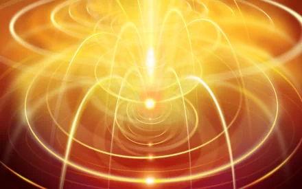 HD desktop wallpaper featuring a mesmerizing abstract pattern of glowing, swirling lines in warm orange tones, creating a captivating light display.