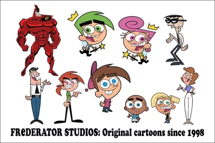 HD desktop wallpaper featuring characters from the TV show The Fairly OddParents, created by Frederator Studios, showcasing their vibrant cartoon style with the slogan Original cartoons since 1998.