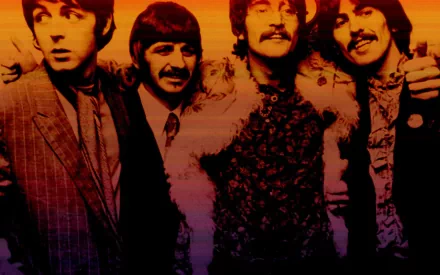 HD desktop wallpaper of The Beatles with a retro, warm-toned color scheme.