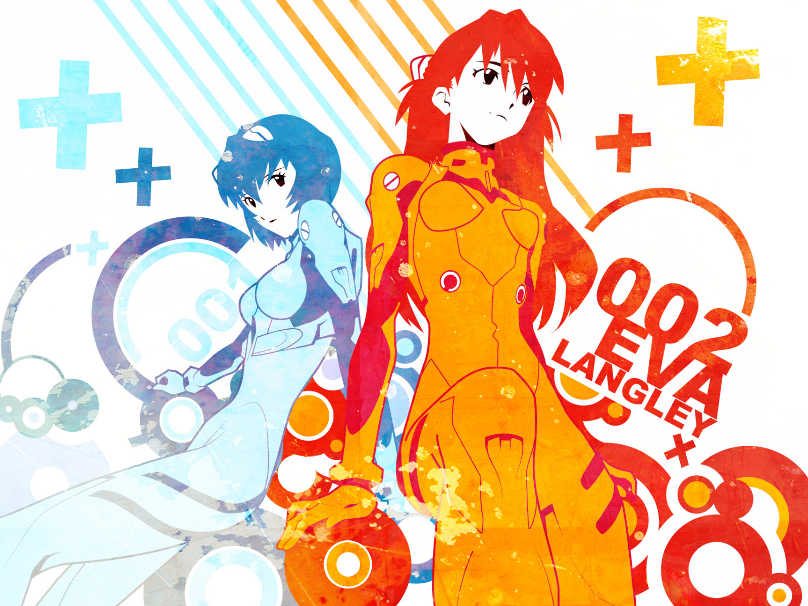 Asuka Langley Sohryu and Rei Ayanami, HD desktop wallpaper.