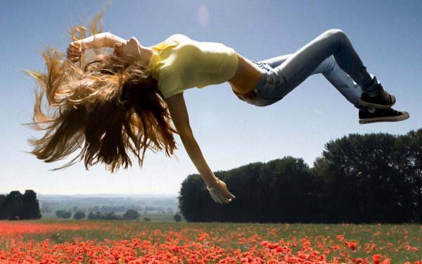 Women Sensual Flying Flower HD Wallpaper | Background Image