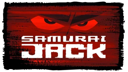 HD desktop wallpaper of the TV show Samurai Jack, featuring the title in bold white text against a red background with intense, stylized eyes above the text.