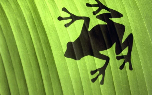 A striking HD desktop wallpaper featuring a black silhouette of a frog against vibrant green foliage, showcasing the beauty of nature and wildlife.