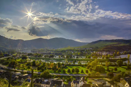 sunbeam cloud hill road countryside Germany man made Senheim HD Desktop Wallpaper | Background Image
