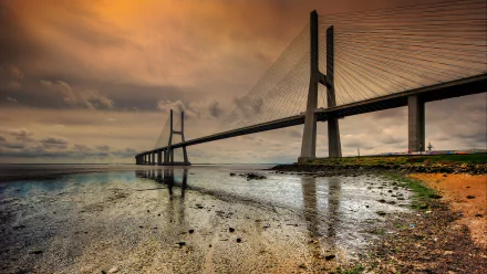 man made Vasco da Gama Bridge HD Desktop Wallpaper | Background Image