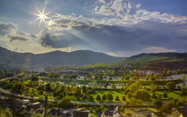 sunbeam cloud hill road countryside Germany man made Senheim HD Desktop Wallpaper | Background Image