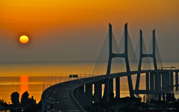 man made Vasco da Gama Bridge HD Desktop Wallpaper | Background Image