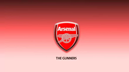 Arsenal F.C. logo with a sleek red gradient background, showcasing the team's identity. This HD wallpaper captures the essence of the club for sports enthusiasts.